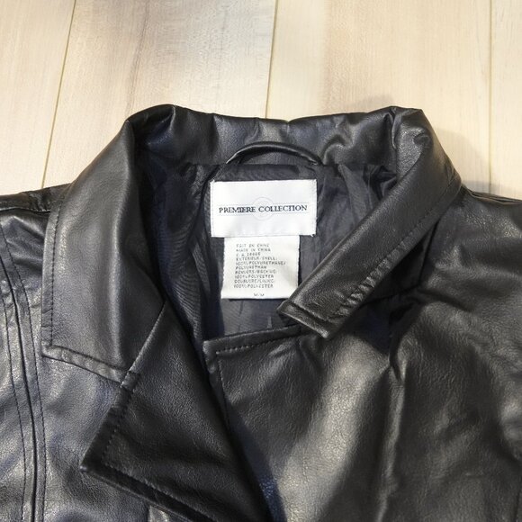 Vintage Black Faux Leather Jacket - Size Medium - Picture 3 of 7